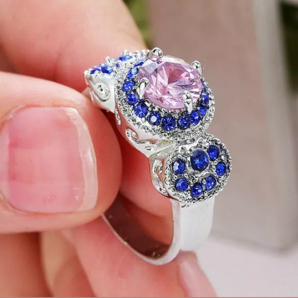 Jewelry - Jewel of the Nile pink sapphire blue gemstone Sz 8